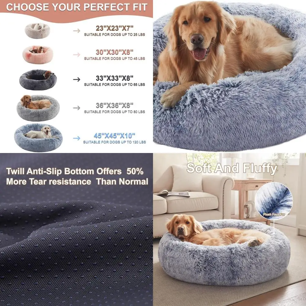 

Большая кровать для собак в виде пончиков 36 — мягкая круглая кровать для собак до 80 фунтов со съемным моющимся чехлом, темно-синяя