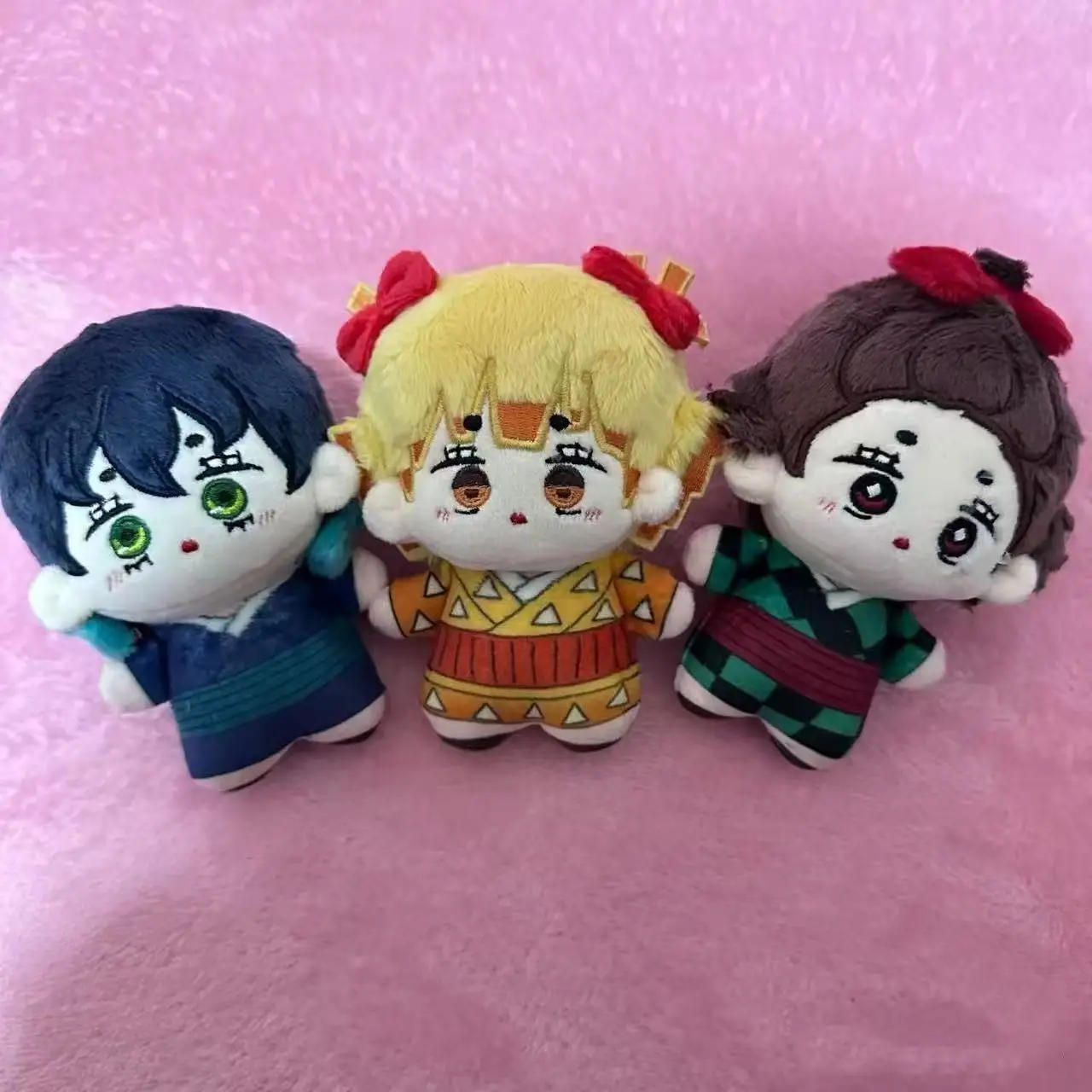 10 cm Demon Slayer Anime Kamado Tanjirou Agatsuma Zenitsu Hashibira Inosuke Cosplay Cartoon Pluche Hanger Sleutelhanger Rugzak Decor