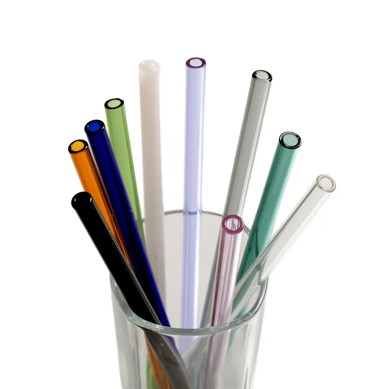 GIEMZA 10pcs Glass Straws Reusable Accessories Lollipops for Drinking Straight Sucking Straw Factory Direct Wholesale