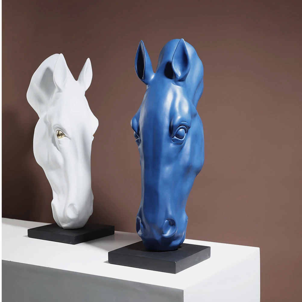 Simulated Horsehead Statue Luxury Room Decoration Sculptures & Figurines Modern Home Decoration Interior Desk Accessories Gifts