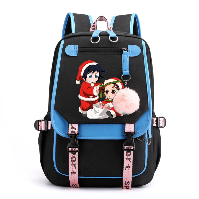 Multicolor Splicing Large Capacity School Bags Demon Slayer Anime Female Camping Simple Casual Harajuku Bag Demon Slayer Travel