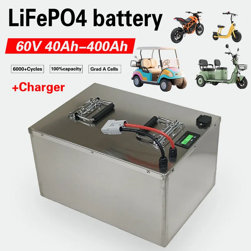 

60V 40Ah 80Ah 100Ah 150Ah 200Ah 240Ah 300Ah 400Ah Lifepo4 Аккумулятор для 3KW 6KW 9KW EV RV Мотоцикл Трехколесный велосипед Экскурсионный автомобиль