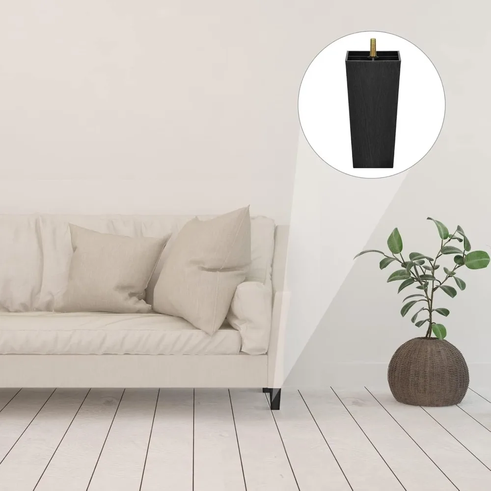 Confezione da 8 gambe per mobili da 5,7 pollici gambe per divano in plastica piedi affusolati quadrati gambe per divano con viti con dadi a T M8 per gambe divano