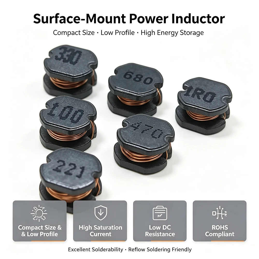 1500/2000/3000PCS CD43 CD32 CD54 Power Inductor 2.2/3.3/4.7/6.8/10/15/22/47/100/150/220/330/470UH SMD Inductance Copper Core