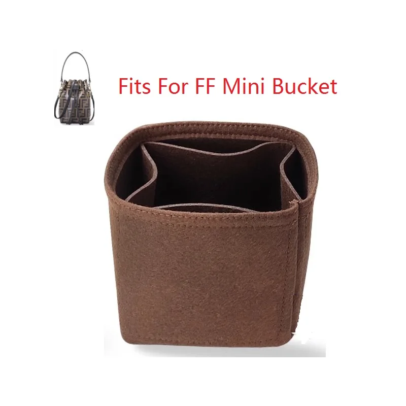 Fits For FF Mini Bucket Felt Insert Bag Organizer Makeup Handbag Organizer Travel Inner Purse Portable Cosmetic Bags