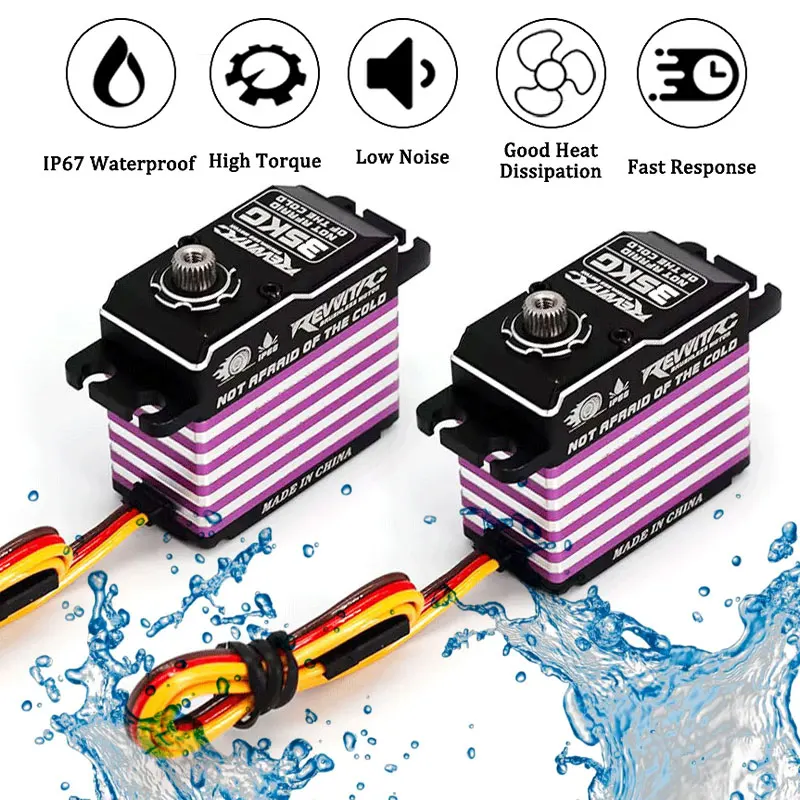 RevvitRC 35 كجم معدن مؤازر بدون فرش مبرمج مغناطيسيًا مقاوم للماء سرعة سريعة لأجزاء روبوتات السيارات لتسلق 1:8/10