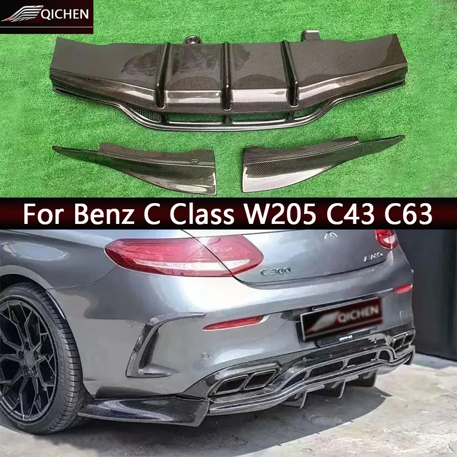 

For Mercedes Benz C Class W205 C63 C43 Carbon Fiber Car Rear Bumper Diffuser Splitters Spoiler Back lip Car Accessories body kit
