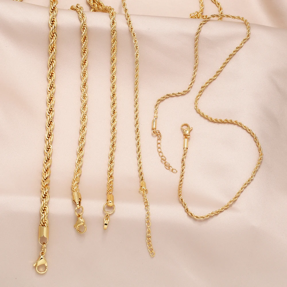 OCESRIO-Cadena de cuerda trenzada de cobre chapada en oro, collar hecho a mano, suministros de fabricación de joyas, 3/4/5/6mm, nker31