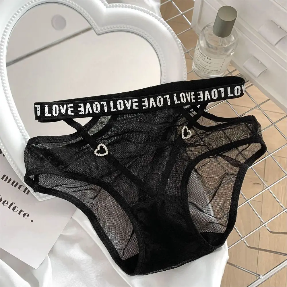 

Temptation Middle Waist Lace Panties Briefs Cotton Crotch Sexy Panties Female Lingerie Transparent Letter Briefs Lady