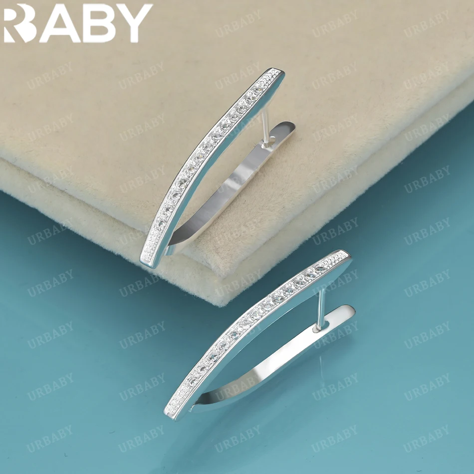 

URBABY 925 Sterling Silver Zirconia V-shaped Earrings for Woman Anniversary Gift Popular wild Fashion party Jewelry