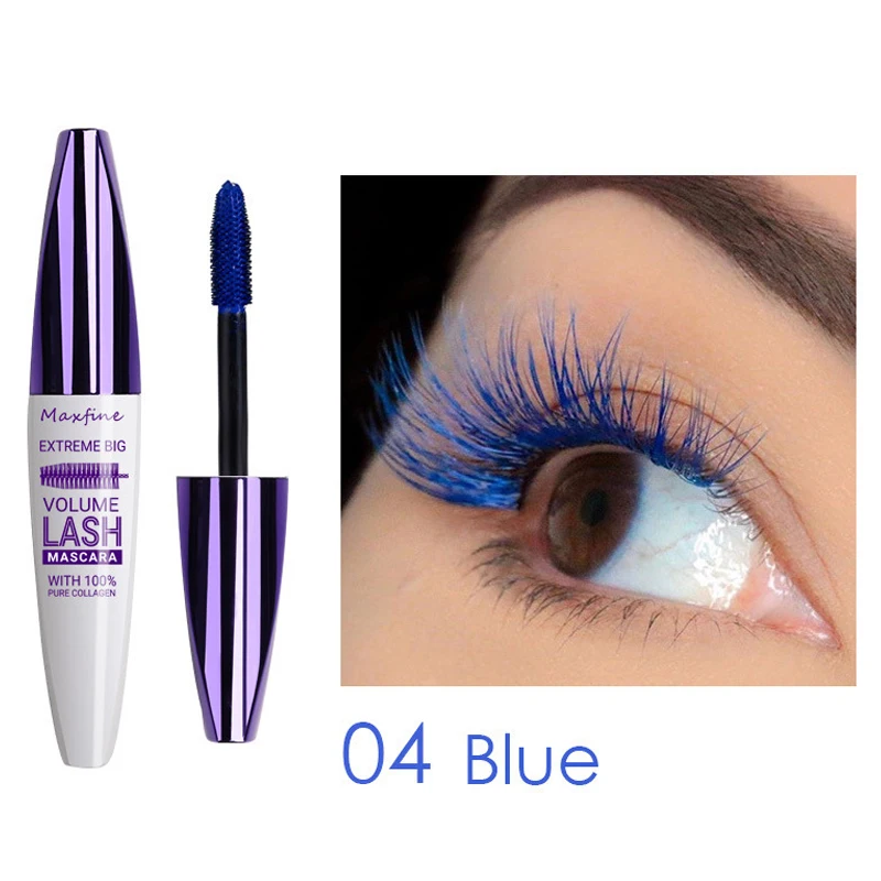 Mascara tridimensionnel 5D violet bleu blanc base de mascara multicolore longue durée sans taches longue durée curling façonnant mas