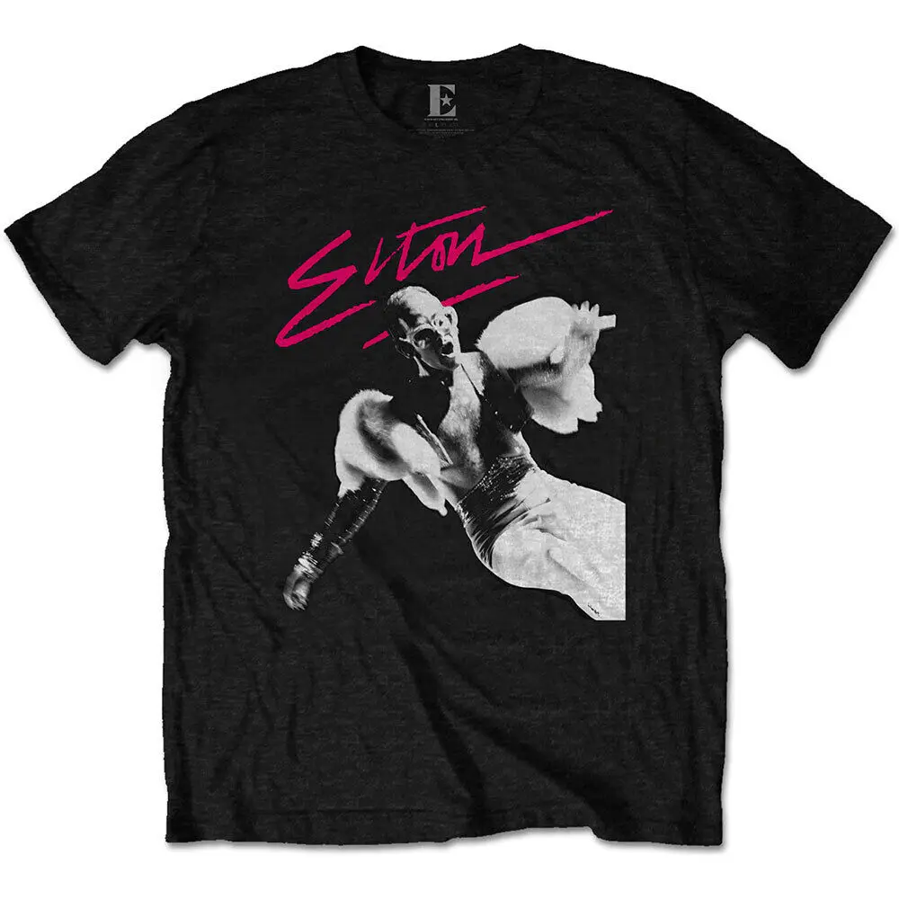 Elton John Pink Brush Licensed T-Shirt Men's-