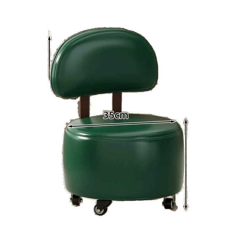 

Solid wood rotating small stool household with backrest living room rotating low stool shoe changing stool
