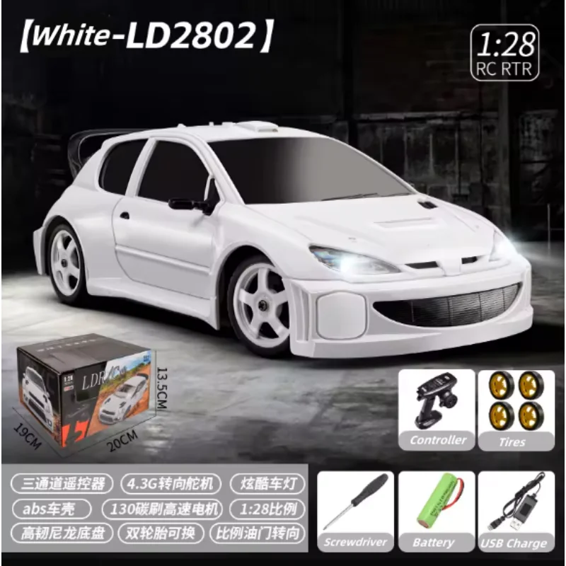 

LD2802 LDRC 1/28 Remote Control Drift Car 4WD 2.4G ESC Servo RC Racing Vehicle Motor Lights RC Car RTR Model Boys Toys
