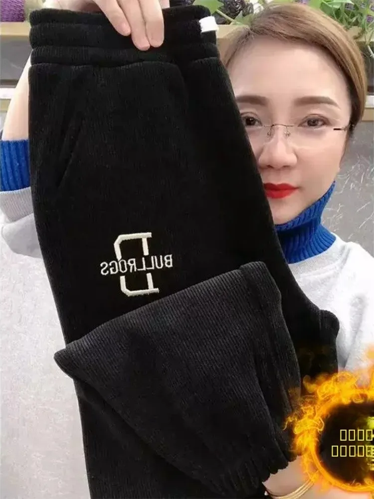 

Женские спортивные брюки-харлан больших размеров, осенне-зимние, новые, свободные, утепленные, повседневные, с манжетами, на флисовой подкладке