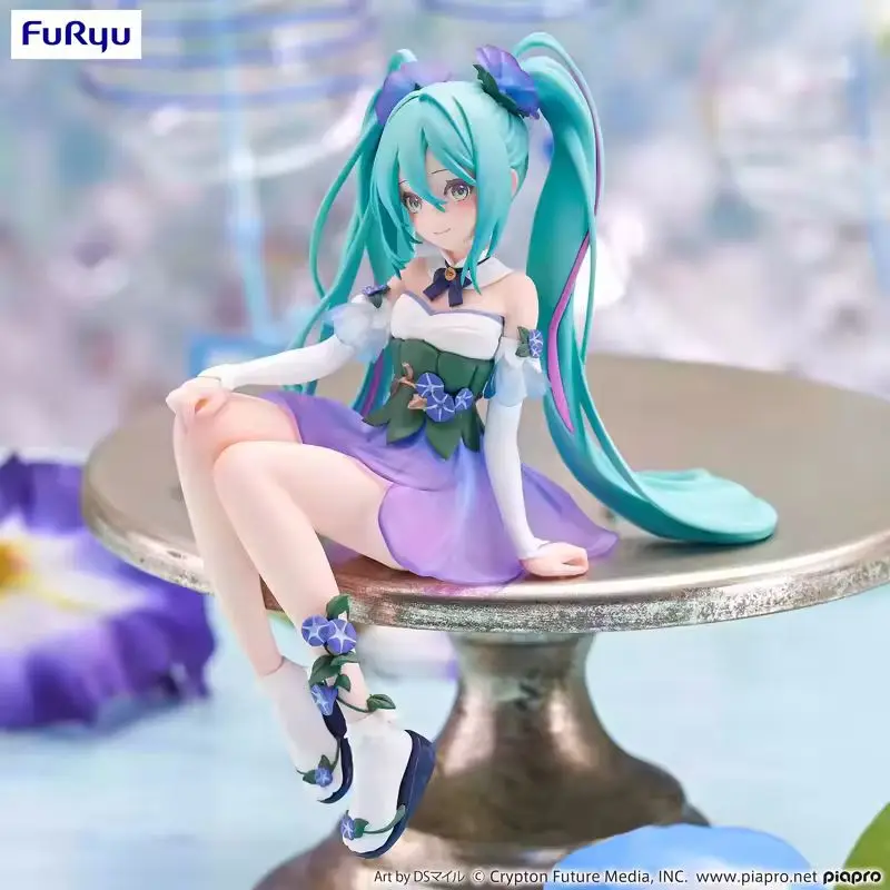 Hatsune Miku Original Furyu Morning Glory Flower Fairy Anime Action Figure Kawaii Girl Noodle Stopper Pvc Model Collection Toy