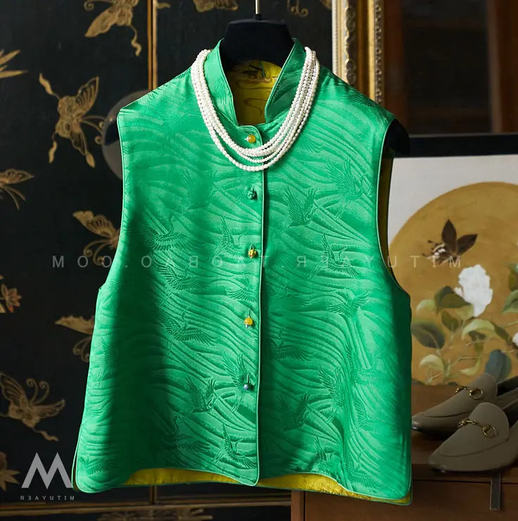 

Китайский традиционный жилет, женский восточный стиль, верхняя стойка, воротник, пластина, пуговицы, вышитый жилет без рукавов, костюм Тан, летнее пальто