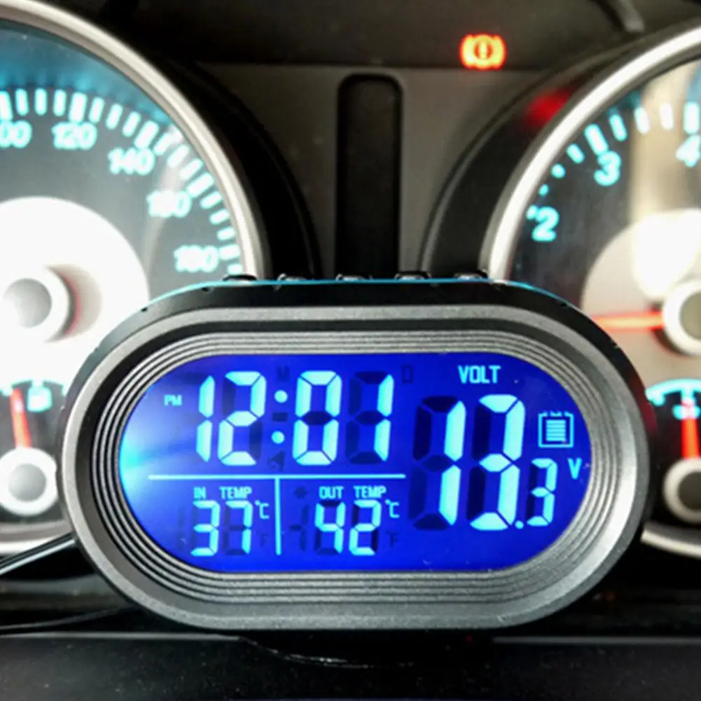 12V ​Backlight Interior Accessories Freeze Alert 3 Noctilucous Voltmeter Thermometer LCD in Digital 1 Clock Car P6E6 images - 6