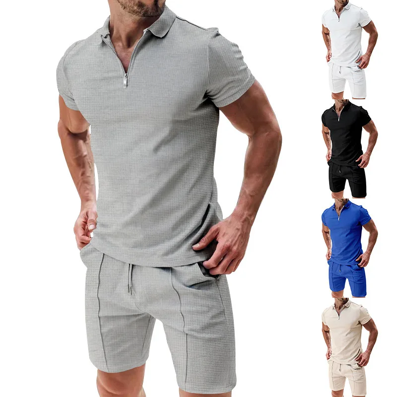 Men's Summer Polo Short‑Sleeve & Shorts Set, Trendy Casual Polo Shirt