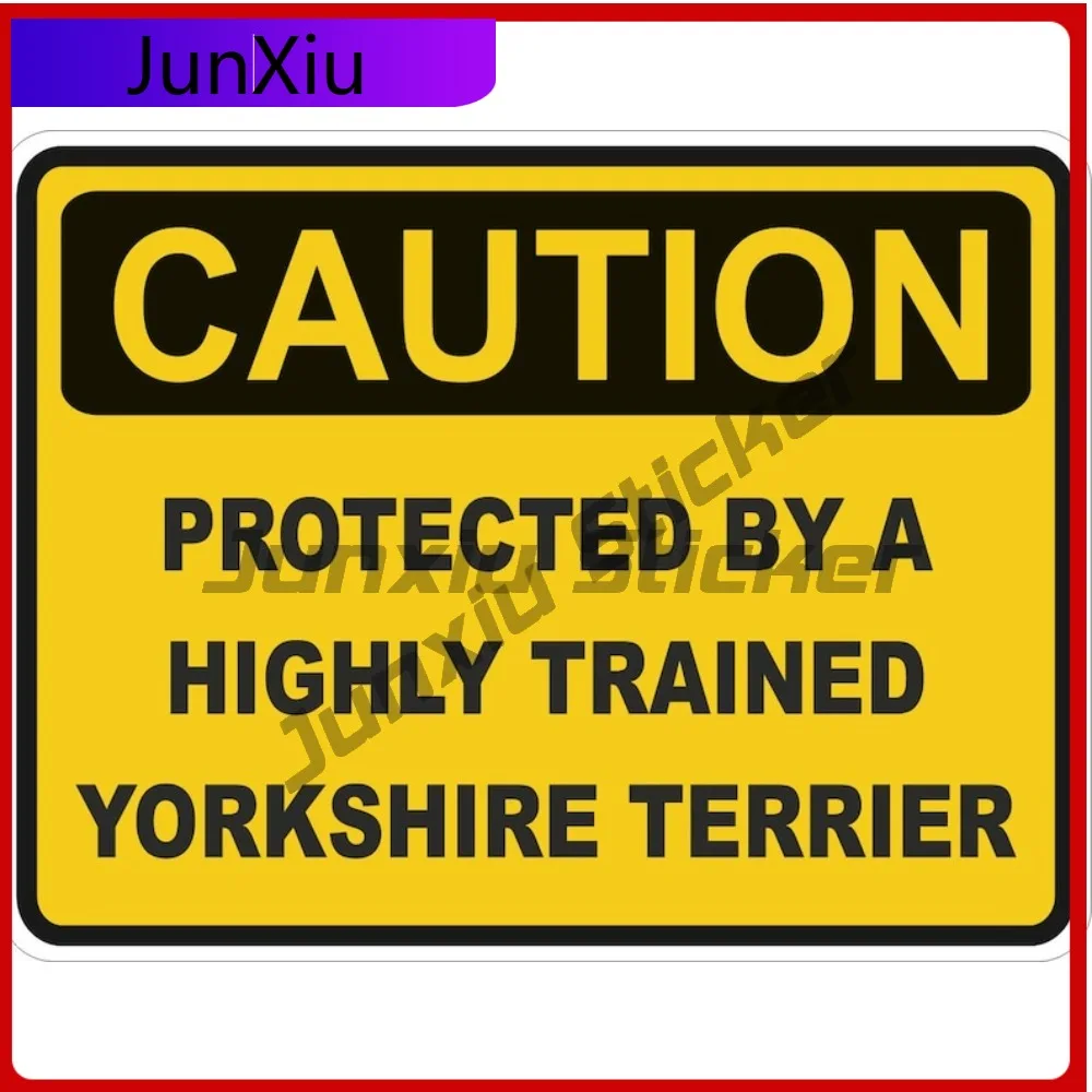 

Caution Protected Cool Window Waterproof Decal Vinyl Anime Square Truck Accessory Cute A Terrier Yorkshire Durable Window By