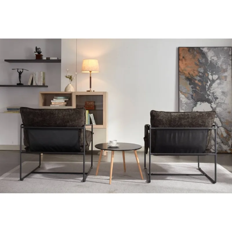 Modern Living Room Armchair Set 2 Pcs Comfortable Fabric Chair with Metal Frame Stylish Home Furniture for Living Room Office