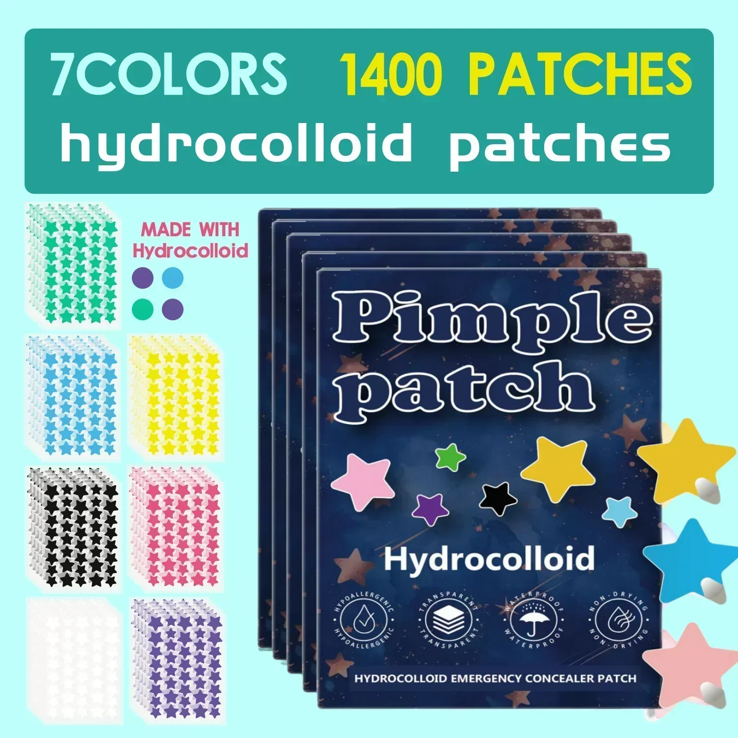 

1400 pieces of multi-color star $%acne patches facial acne patches$% concealer acne patches $%and pimples patches ultra-thin