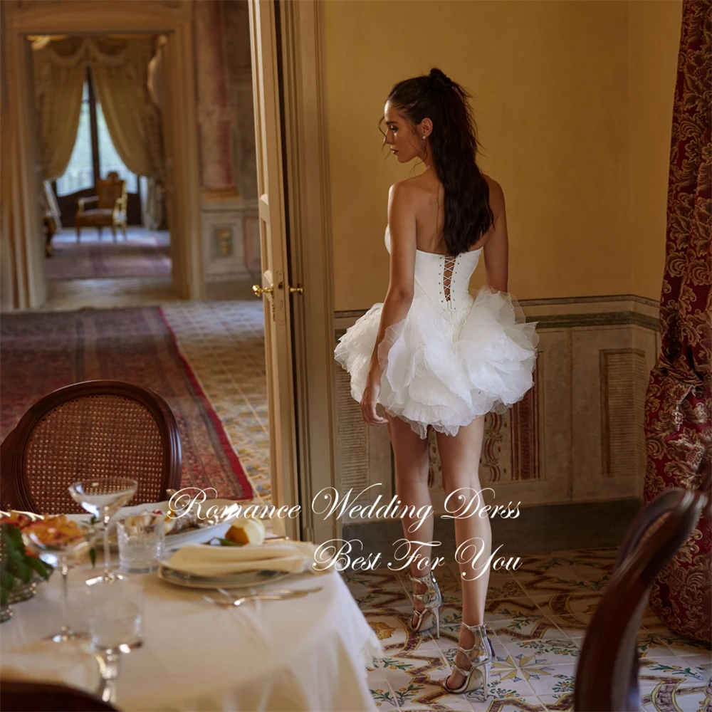 Moderno plissado flores bainha vestido de casamento com decote em v sem mangas aberto volta rendas cetim vestido de noiva vestidos de novia personalizado