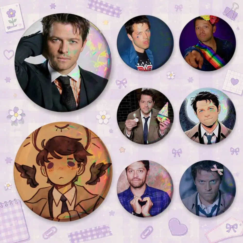 Misha Collins Supernatural Castiel Brooches Cartoon Badge Pins Backpack Hat Accessories Friend Gift