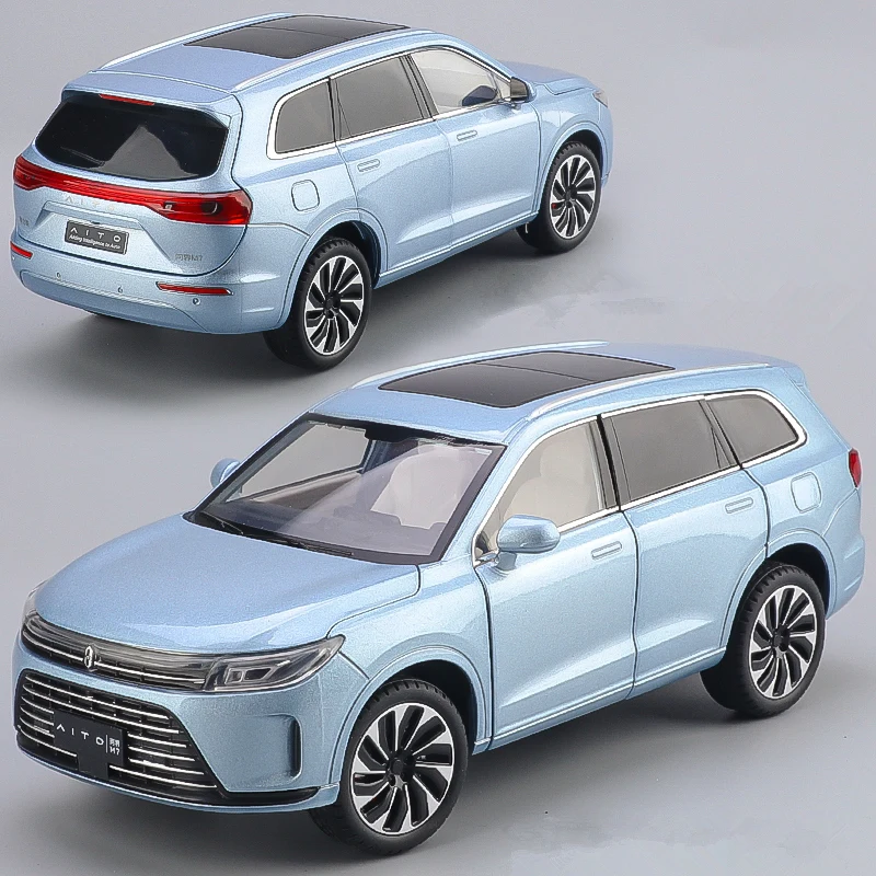 1:24 AITO M7 SUV Alloy New Energy Car Model Diecast Metal Charging Vehicles Car Model Sound and Light Simulation Childrens Gifts