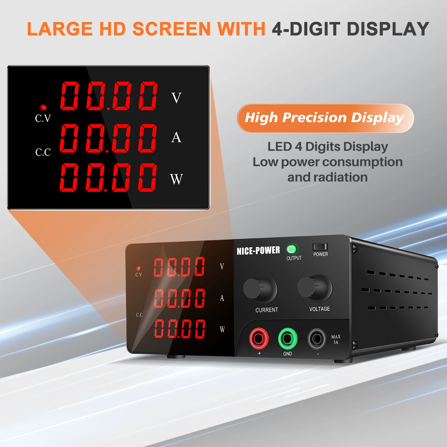NICE-POWER 120V 10A Adjustable DC Power Supply 200V 5A High Power Digital Power Source 60V 20A Output For Charging Aging Testing