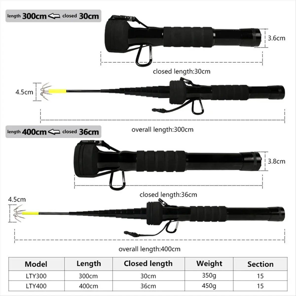 

(ABHW) Телескопический крюк-якорь для ловли кальмаров с шестью крючками из углеродистой стали, для морской рыбалки, для осьминогов и каракатиц, тип A