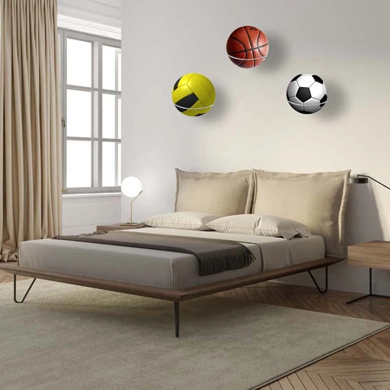 4 Pcs Wall Mount Sports Ball Holder Display For Medicine Ball, Basketballs, Volleyballs, Soccer Storage Rack