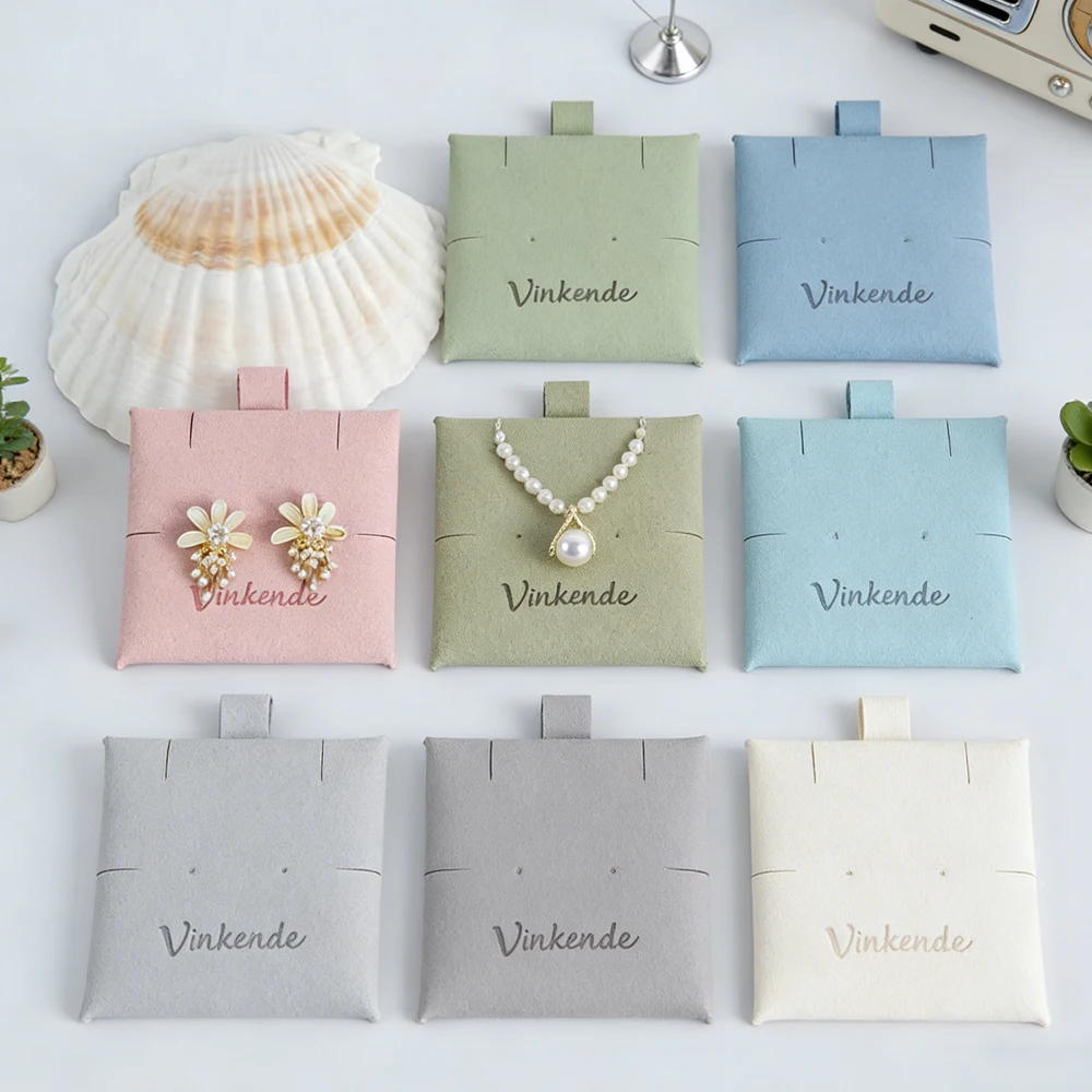 

20/50/100pcs Custom Logo Bracelets Necklaces Bags 6x6cm Display Velvet Microfiber Jewellery Storage Cards Jewelry Boxes Storage