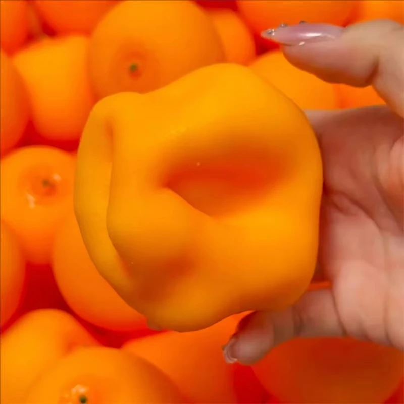 Handgefertigter Knuspriger Pfirsich-Mango-Orangen-Pudding Stressball, Knautschspielzeug, Knuspriges und Weiches Lebensmittelspielzeug, ASMR Sensorisches Stressabbau-Spielzeug – Detail 12