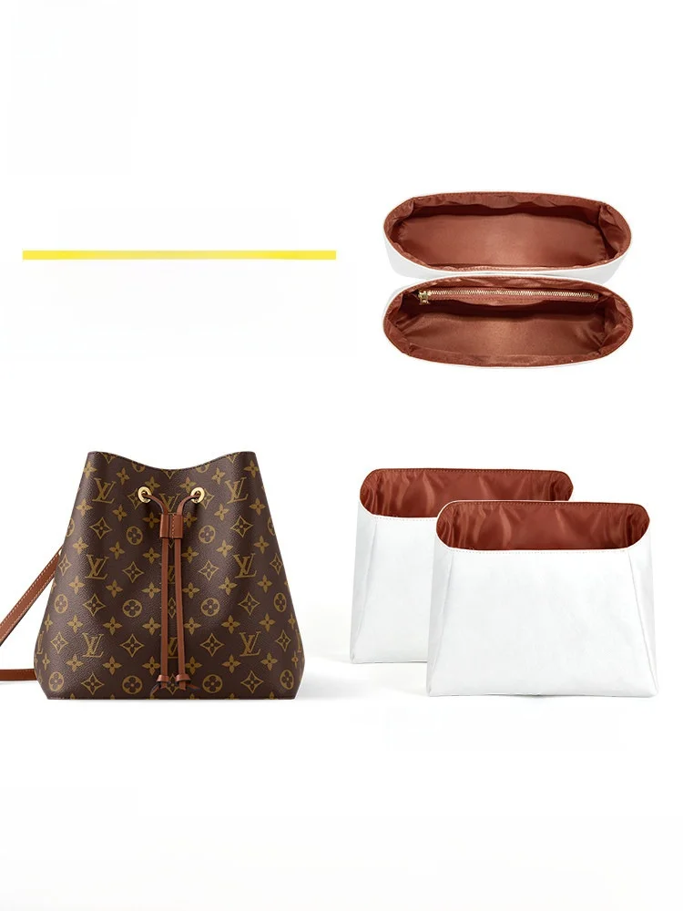 

DuPont Paper Bag Inner Bucket Bag Medium Size Waterproof Neoprene Organizer Women's Storage Pouch Shockproof Zipper Side Pocket