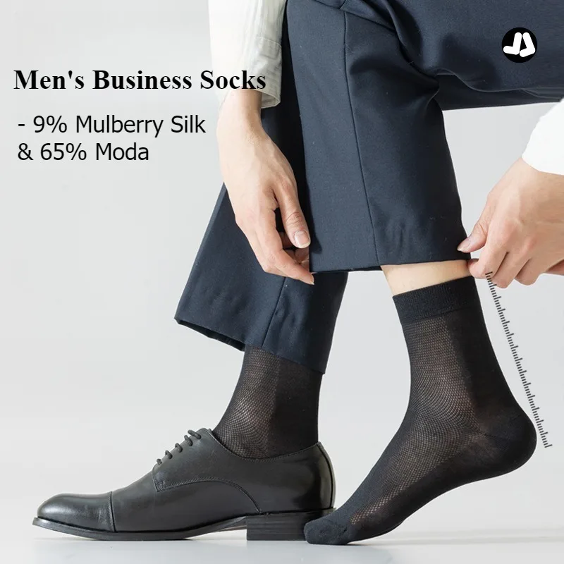 

5 Pairs/lot Men Socks Mulberry Silk Modal Mesh Socks Breathable Ultra-thin Boneless Odor-proof Summer Business Socks for Men Set
