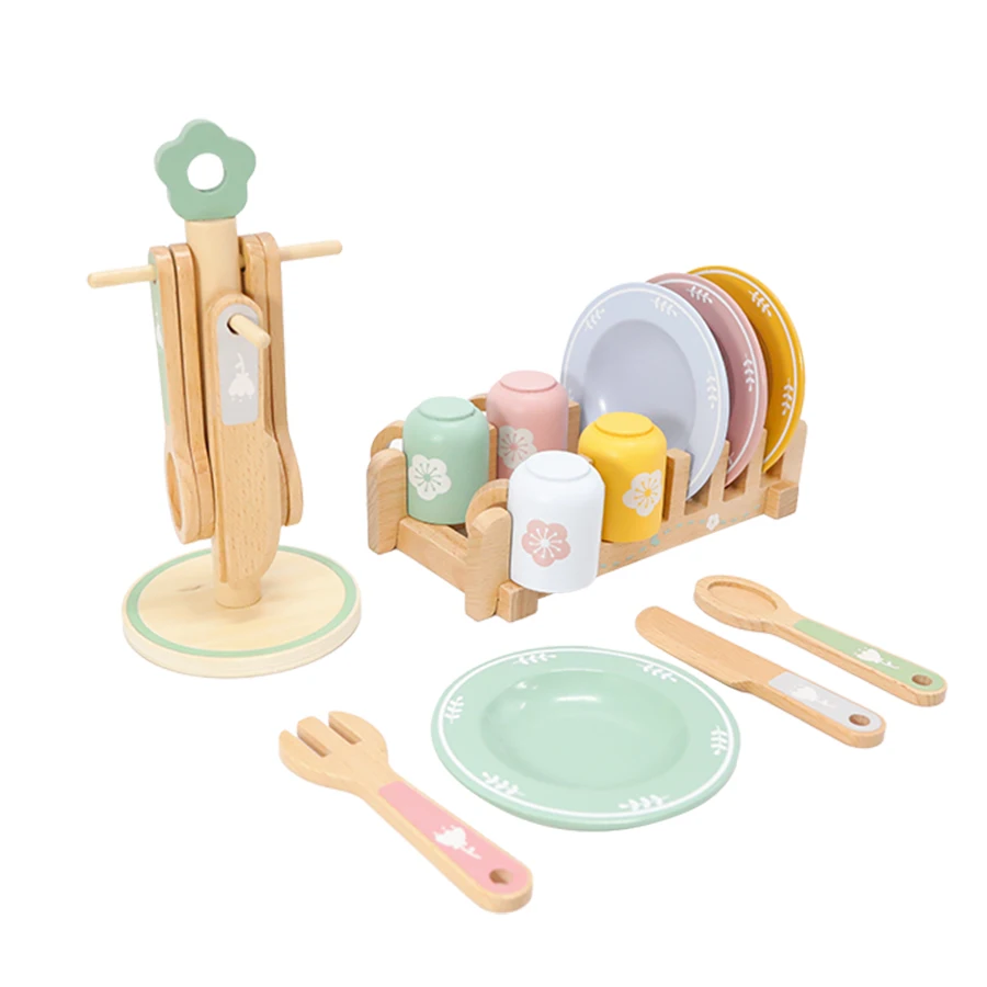 Wooden New Kids Kitchen Toy Set Wood Tableware Set Toy Baby Role Play Educational Cosplay Preschool Toy For Children Gift