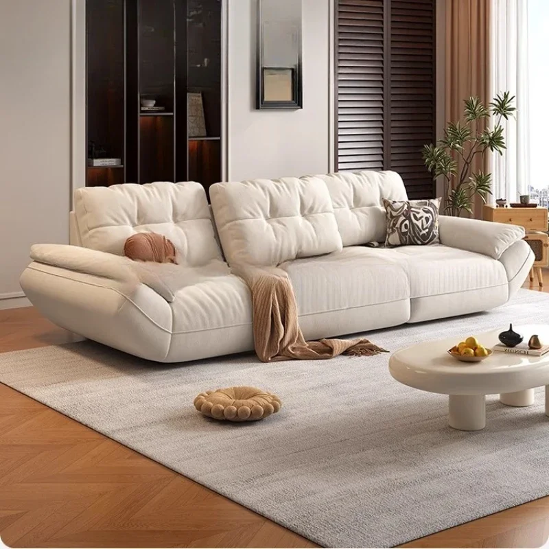 Cream wind fabric sofa living room simple modern cat scratching cloth oversized sitting deep cloud sofa