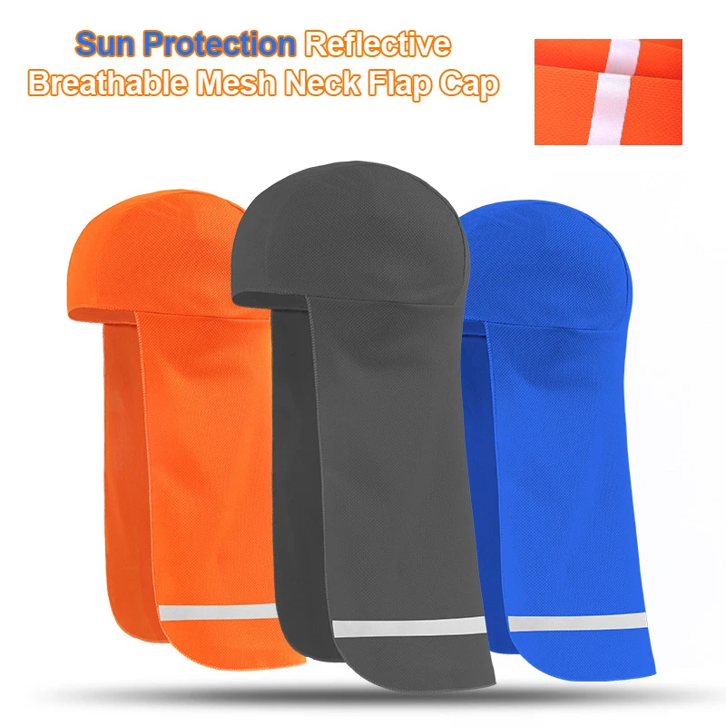 Cycling Neck Flap Cap Summer Sun Protection Delivery Breathable Mesh Skull Cap Reflective Long Tail Construction Beanie Cap