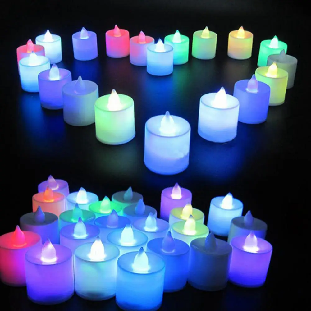 Set di candele elettriche Candele senza fiamma a led Luci da tè a led a forma di cuore Candele senza fiamma tremolanti per il matrimonio di San Valentino