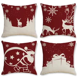 Christmas Santa Claus Pillowcase Happy New Year 2023 Xmas Gifts For Home Decor 45x45cm Cushion Cover Merry Christmas Ornament