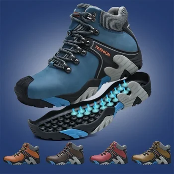 Botas de nieve para hombre, moda Montañismo al aire libre, aislamiento antideslizante, felpa, impermeable, zapatos deportivos informales de algodón, viaje 2024