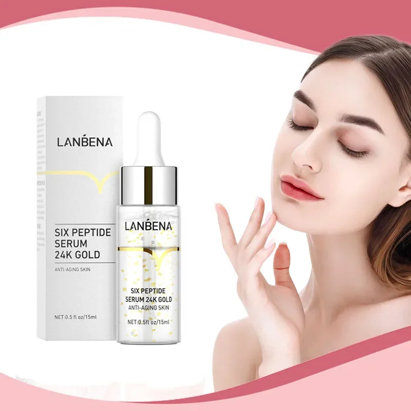 

LANBENA 24K Gold Six-Peptide Essence Anti-Wrinkle Firming Serum Anti Aging Oil Control Moisturizing Facial Skin Care Products