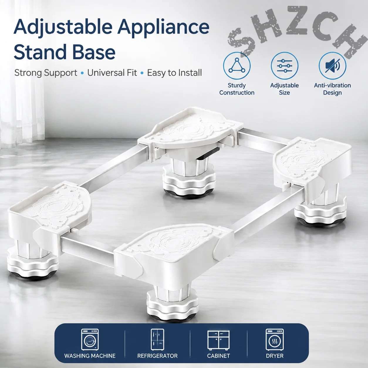 Heavy-Duty Locking Caster CPU Riser Stand with Ventilated Hollow Base & Adjustable Height/Width