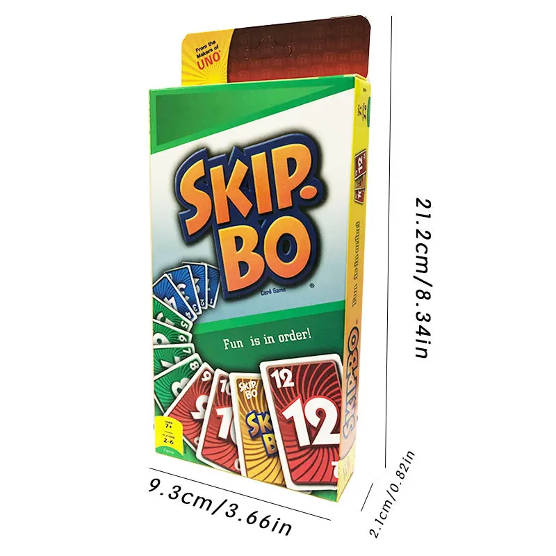 Mattel Games UNO SKIP BO Card Game for Family Night Featuring Tv Show Themed Graphics and a Special Rule for 2-10 Players