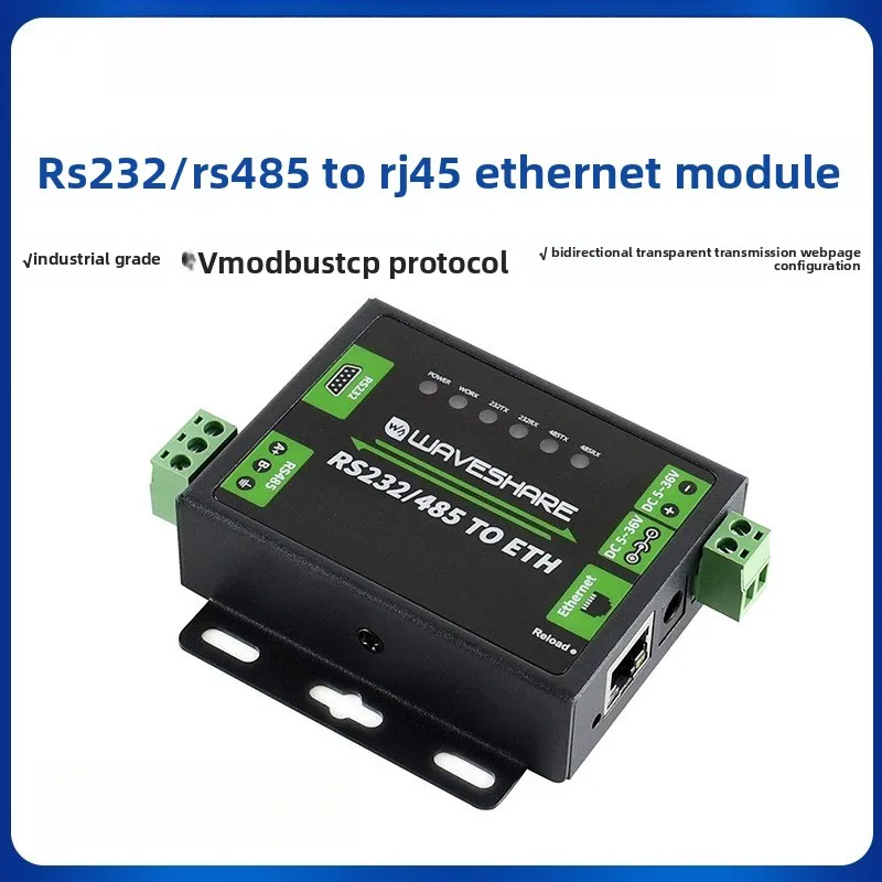 

Industrial-grade RS232/485 to Ethernet Module Dual Serial Ports Modbus Gateway Bidirectional Transmission Module