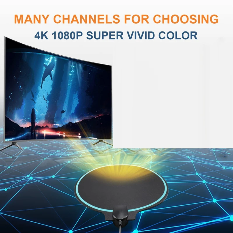 Digital HDTV Antenna Amplified Signal Booster Support 4K 1080P UHF VHF High Gain TV Antenna for Local Channels-A14I