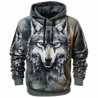 Sudadera con capucha de animales para hombre, jersey con estampado de lobo de alta calidad para hombre, moda de otoño, Sudadera con capucha de calle, ropa deportiva de manga larga de diseñador