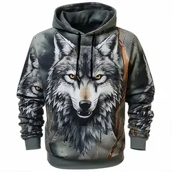 Animal Hoodie For Men Wolf Print High-Quality Men's Pullover Autumn Fashion Top Street hoodie Designer Long Sleeved Sportswear