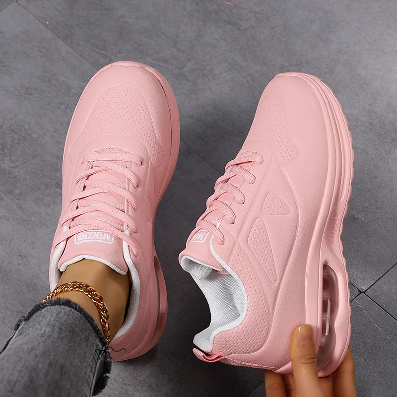 

Новые женские модные кроссовки 2026 года с воздушной подушкой, из искусственной кожи, для бега, нескользящие, для активного отдыха, эластичные, для спортзала